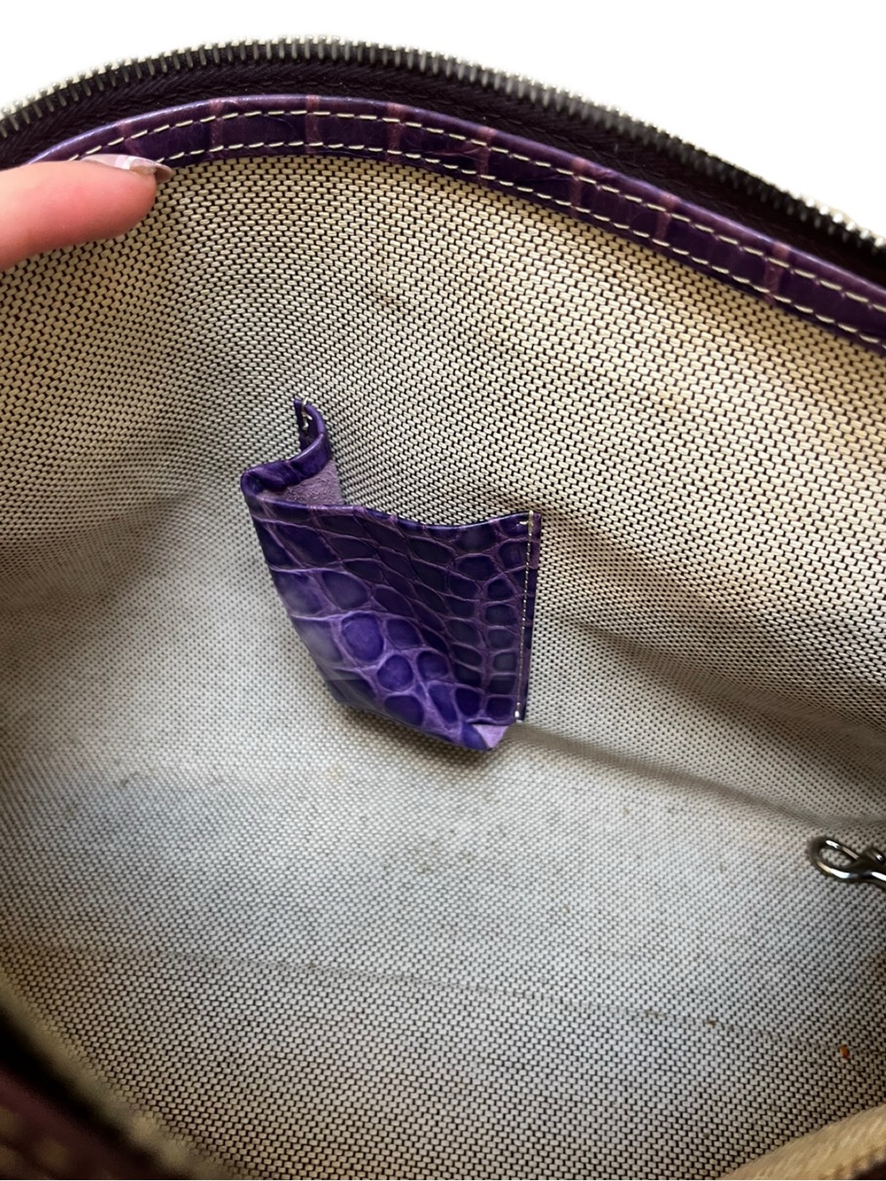 Dooney & Bourke Vintage Purple Nile Collection Crocodile Embossed Satchel - Picture 13 of 13